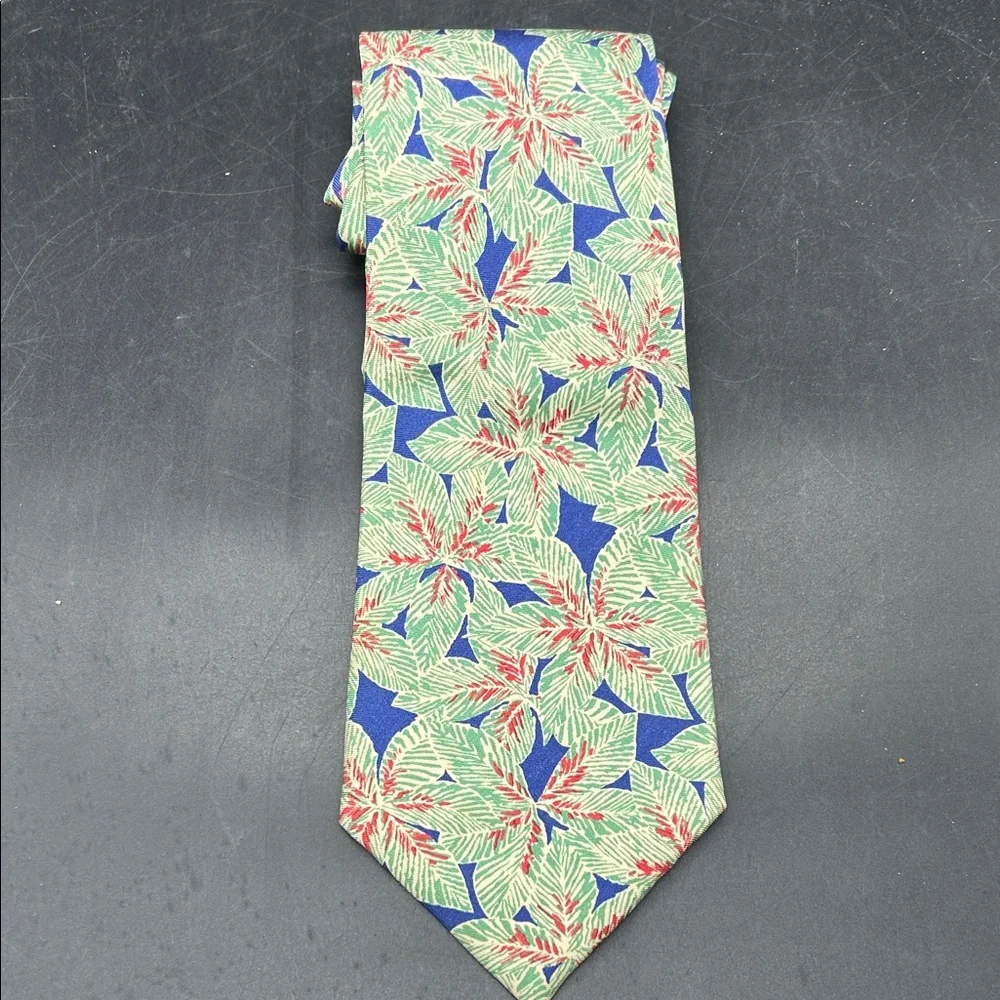Paul Stuart Green and Blue Floral Tie